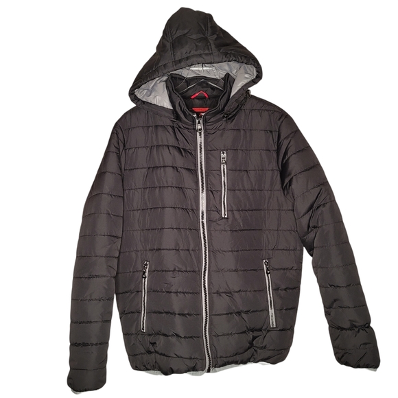 Spire by Galaxy Men's Heavyweight Puffer Jacket with Detachable Hood - Picture 2 of 5